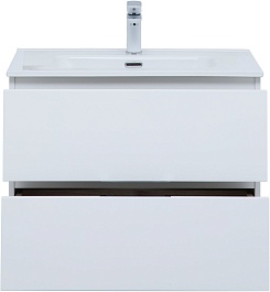 Aquanet Тумба с раковиной Алвита New 70 2 ящика подвесная белая матовая – фотография-3